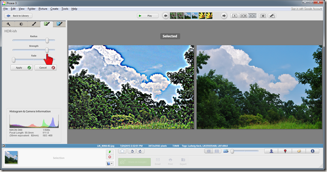 Picasas 3 HDR-ish effect - landscape